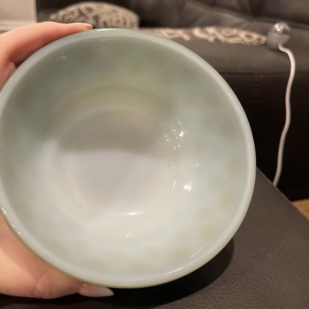 Fire King Vintage Anchor hocking green ombre Kimberly pattern 1 bowl Grandma Cor